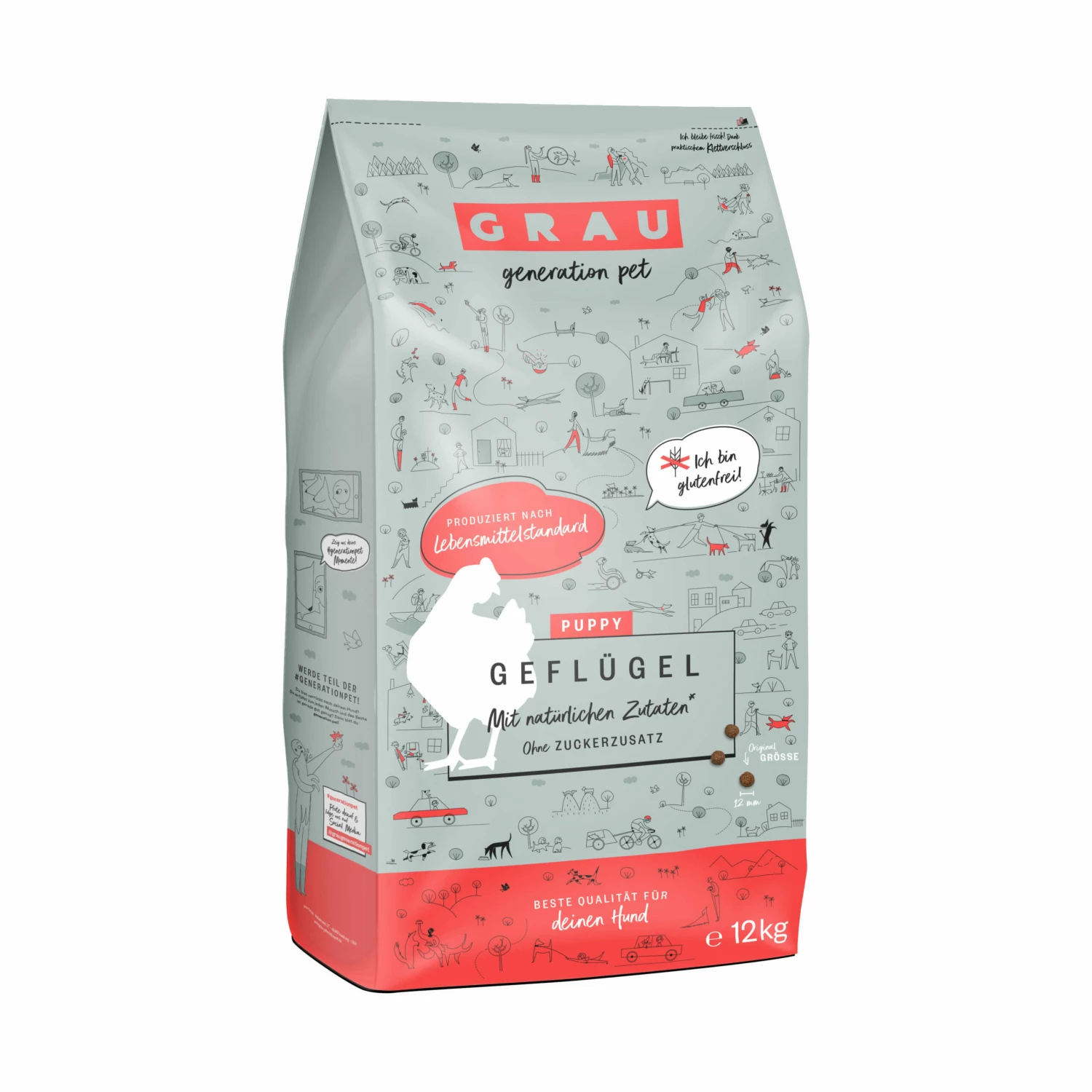 Grau Puppy Geflügel Trockenfutter